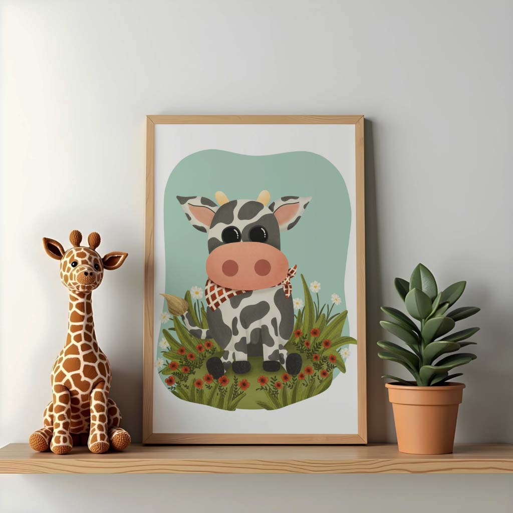 Koetje-boerderij-muurkunst-wallart-klaproos-product-verkoop