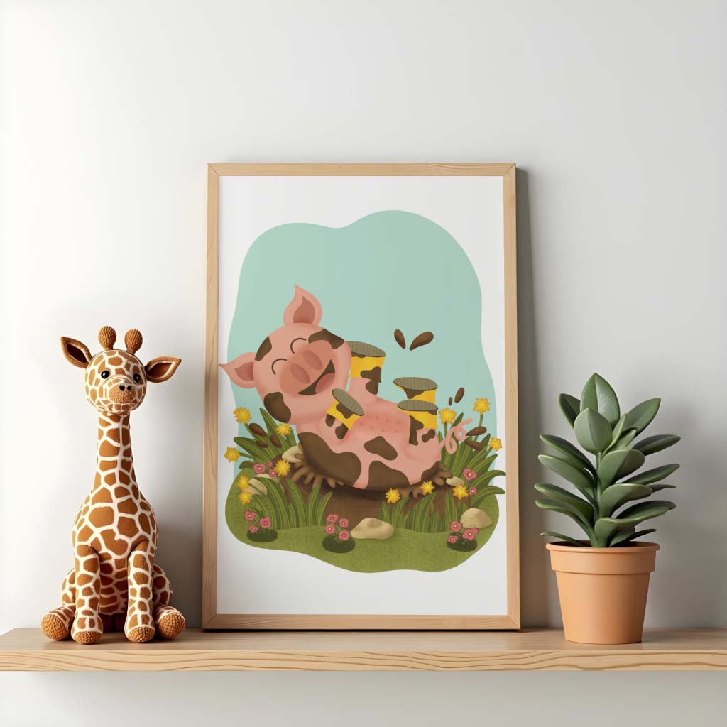 Varkentje-regenlaarzen-muurkunst-wallart-product-verkoop